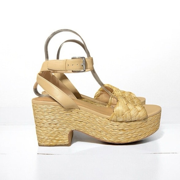 🌻NEW Marc Fisher Boho Steel Raffia Block Heel Sandal Size 9.5 - Picture 3 of 10